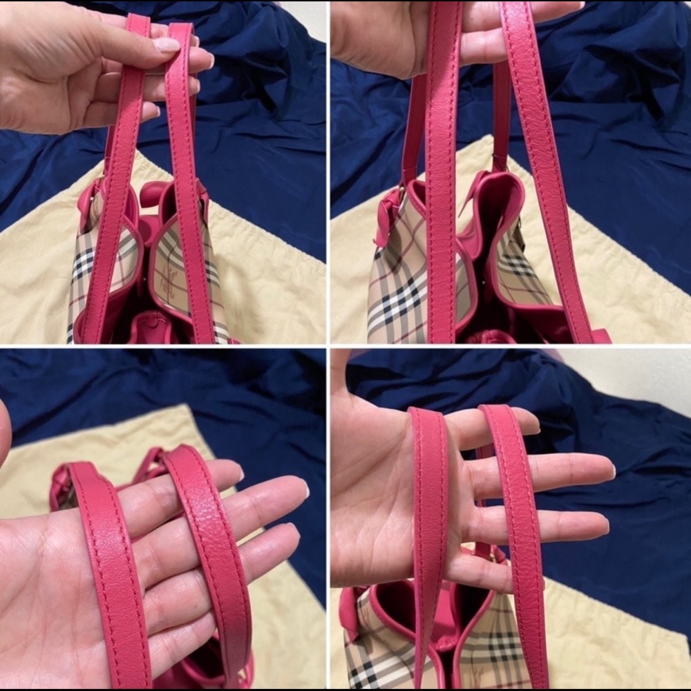 SALE!!  Authenticated Burberry PINK small Haymarket Canter tote EUC very rare - Picture 4 of 10